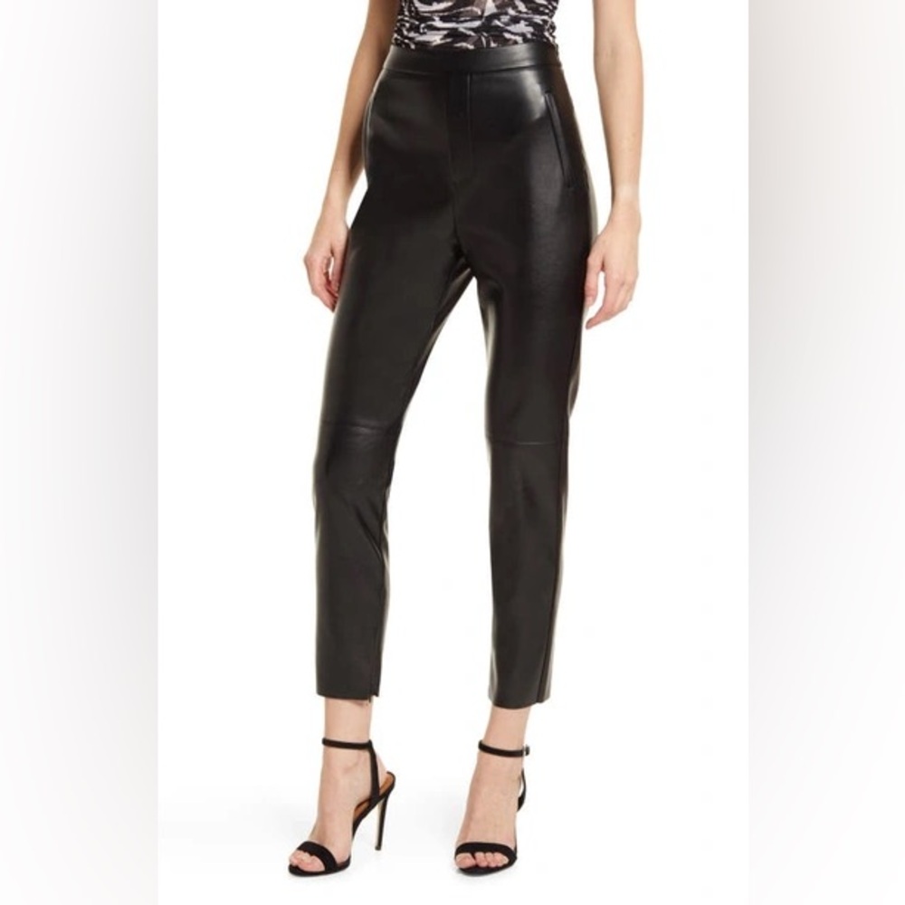 NWT Lulus | Women's Black Faux Leather Keep Your Stride Pants Soft Interior Sz L